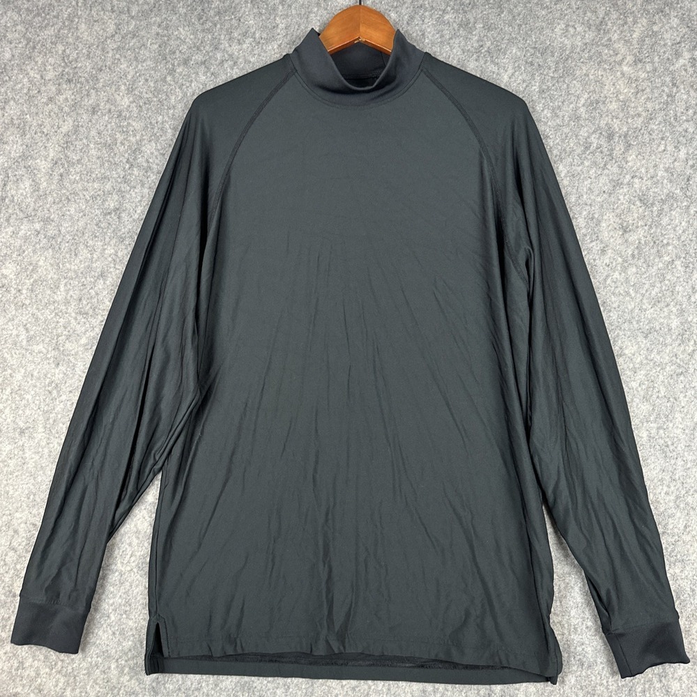 FootJoy FJ Shirt Mens M Black Mock Neck Base Layer Golf Stretch Compression